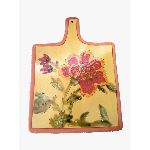 Cheese Board Trivet Decorative Floral Ceramic Nanette Vacher Ambiance 7.5" x 11" - Picture 2 of 13